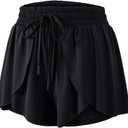 Flowy Running Shorts for Women Workout Athletic Gym Yoga Butterfly Skirt with Pockets Spandex Cute Clothes Summer (Medium, Black)
