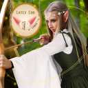 Bonuci 6 Pcs Medieval Renaissance Fairy Costume Women Halloween Elf Cosplay Outfits Victorian Dress Elf Ears Fairy Headpiece (Green, XL)