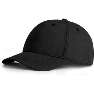 Zylioo XL XXL Linen Baseball Cap for Big Heads, Structured Dad Hat | Roomy XL-XXL Fit-Firm front panels and rear closure give larger head shapes a secure feel without tight pressure. (Black)