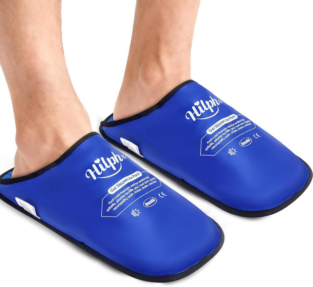 Hilph XL Foot Ice Pack Slippers for Foot Surgery, 1 Pair Hot Cold Packs Gel Ice Slippers for Foot and Toes Pain Relief, Sever Swelling, Bunion Surgery, Plantar Fasciitis, Neuropathy, Gout, Deep Blue, Extra Large (10+ US)