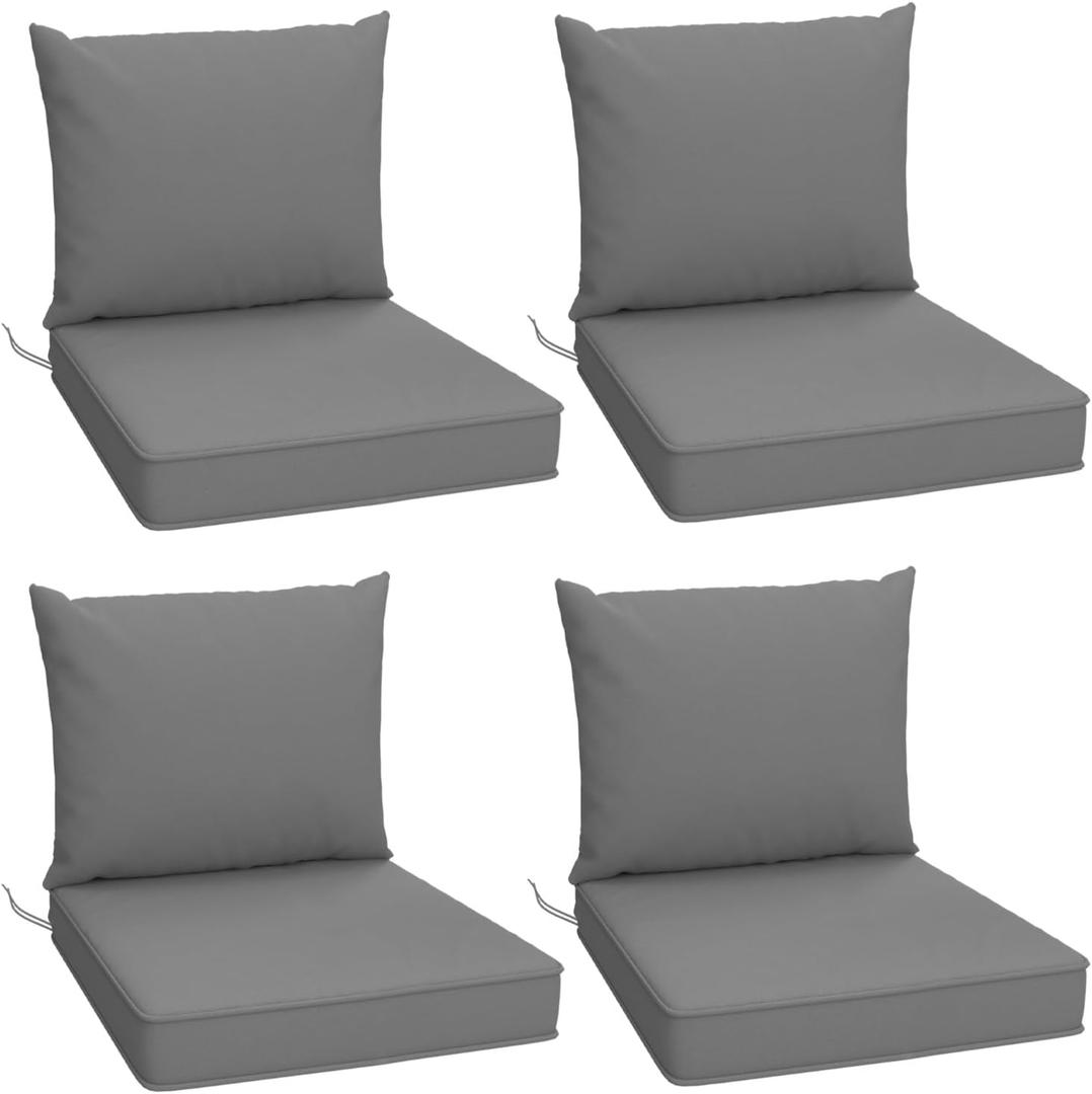 Outdoor Chair Cushions Set of 4, 24 x 24 Inch Patio Furniture Cushions with Splash-Proof Covers, Outdoor Cushions for Patio Furniture Replacement, Grey