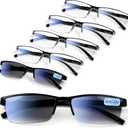 6 pack Executive Style Reading Glasses Men - Durable Readers with 99% Blue Light Blocking - Comfortable Fit with TR90 Frames