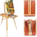 Creative Mark Paris Deluxe French Easel - Portable Canvas Stand for Painting, Watercolor Supplies, Beech Wood, Chrome Lined, Leather Strap, Holds 32" Canvas, Includes Palette, 24"x51"x44" to 30"x51"x71"
