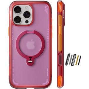 TORRAS Ostand Q3 Air for iPhone 16 Pro Max Case with 360 Magnetic Stand, Fit for MagSafe, Military Grade Drop Tested, Camera Control Button, Shockproof Phone Case for iPhone 16 Pro Max 6.9", Lava Red