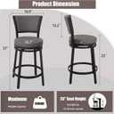 Swivel Bar Stools Set of 2, 25 inch Counter Height Barstools, Modern Metal Swivel Bar Chairs with Backrest, Faux Leather Upholstered Counter Height Chairs for Kitchen Island, Grey