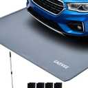 Garage Floor Mat Waterproof Containment Mat with 1.2" Raised Edge, Heavy Duty 1000D PVC Non-Slip Under Car Mat for Snow Rain Mud, Includes Squeegee & 8 Hook-and-Loop Fasteners, 4 Size Options for Wint