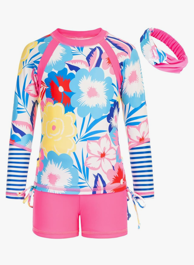 GRACE KARIN Girls Swimsuit Long Sleeve Rashguard Set 2-Piece Bathing Suit, Size 10Y