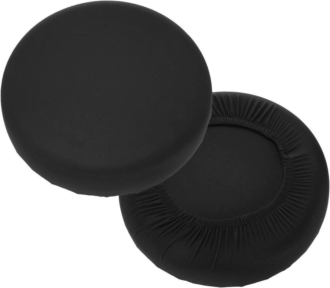 uxcell 2 Pack Stool Covers Round, 11-15 Inch Bar Stool Covers Washable Dustproof Slipcover Seat Cushion with Elastic for Bar Kitchen Living Room Decor, Black