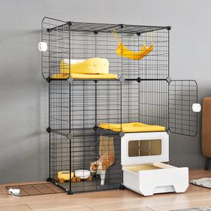 Oneluck Cat Cage Indoor with Litter Box 3-Tier DIY Cat Playpen Detachable Metal Wire Kennel Crate Large Exercise Place Ideal for 1-2 Kitten 28L x 18W x 41H