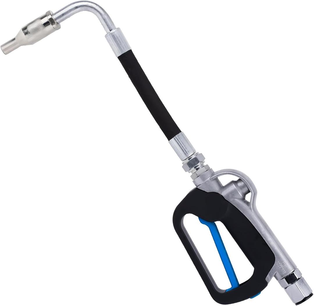 Air Operated Oil Control Valve Dispenser Nozzle, Fuel Filler Gun 1/2-Inch NPT Inlet, Heavy Duty Oil Gun Dispenser for Motor, Gear, Lubricants, Synthetic Hydraulic, and Antifreeze (Blue)