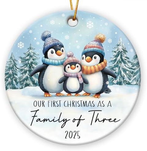 Family Christmas Ornament 2025, Family of Three First Christmas Ornament, New Parents Gifts for Couples, New Baby Gift for Mom Dad, Gift for Husband, Wife