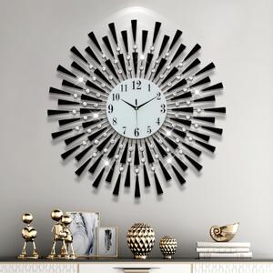 FLEBLE Modern Large Wall Clocks for Living Room Decor Big Silent Wall Clock Battery Operated Non-Ticking for Kitchen Bedroom Home Decoration Black Metal Round Quartz Clock Wall for Office Indoor (27.5 inch)