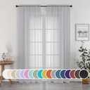 OWENIE Light Grey Sheer Curtains 84 inches Long 2 Panels Set for Bedroom Living Room, Soft Solid Living Room Sheer Curtain, Rod Pocket Light Filtering Farmhouse Curtains, 2 Pcs Each 42 W x 84" L