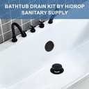 Black Tub Drain Tip-Toe Tub Trim Set Conversion Kit Assembly, Hidrop Bathtub Drain Replacement Trim Kit with 2-Hole Overflow Faceplate and Universal Fine/Coarse Thread, Matte Black
