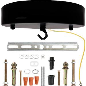 7.9inch Ceiling Canopy Kit with Hook, Ceiling Plate for Pendant Light with All Mounting Hardware,Black