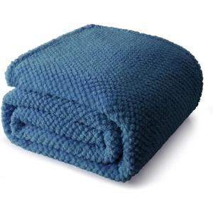 Whale Flotilla King Size Fuzzy Fleece Blanket for Bed, 90x104 Inch Fluffy Warm Soft Jacquard Blankets for All Season, Lightweight and Cozy, Navy Blue