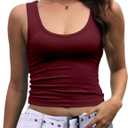 Dwnval Womens Sexy Summer Sleeveless Scoop Neck Tank Tops Slim Fit Cami Crop Top 2025 Trendy (Wine Red, S)