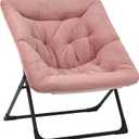 Comfy Saucer Chair for Adults, Soft Faux Fur Bedroom Chair, Accent Dorm Chairs, Flexible Living Room Reading Chairs, Oversized Folding Seat for Teens, X-Large, Dusky Pink, 33.46 inches x 31.5 inches x 30.7 inches