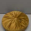 Round Throw Pillow Velvet Pumpkin Pleated Meditation Pillow Solid Color Home Decorative Throw Pillow Floor Cushion for Sofa Chair Living Room Decoration (Yellow)