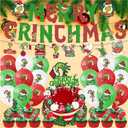 33pcs Christmas Balloons Decoration Set,Xmas Theme Party Balloons Decorations,Red Green Balloons,Christmas Banners,Card Placement Kit