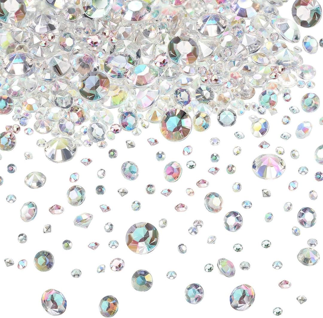 Hicarer 4000 Pieces Diamonds Crystals Acrylic Gems Wedding Table Scattering Gemstones Christmas Party Decorations Bridal Shower Masquerade Vase Fillers(Crystal AB,3 mm, 6 mm and 10 mm)
