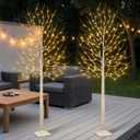 2Pack Lighted Birch Tree with 144 Warm White Lights, 8 Modes Prelit White Artificial Christmas Trees with Timer for Holiday Indoor Outdoor Decor Garden Wedding Party Bedroom Decoration