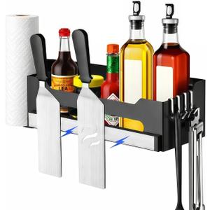 Blackstone Caddy, Griddle Caddy for Blackstone 22/28/36 Inch Griddles, Space Saving Grill Storage Organizer with Paper Towel Holder & Magnetic Tool Holder