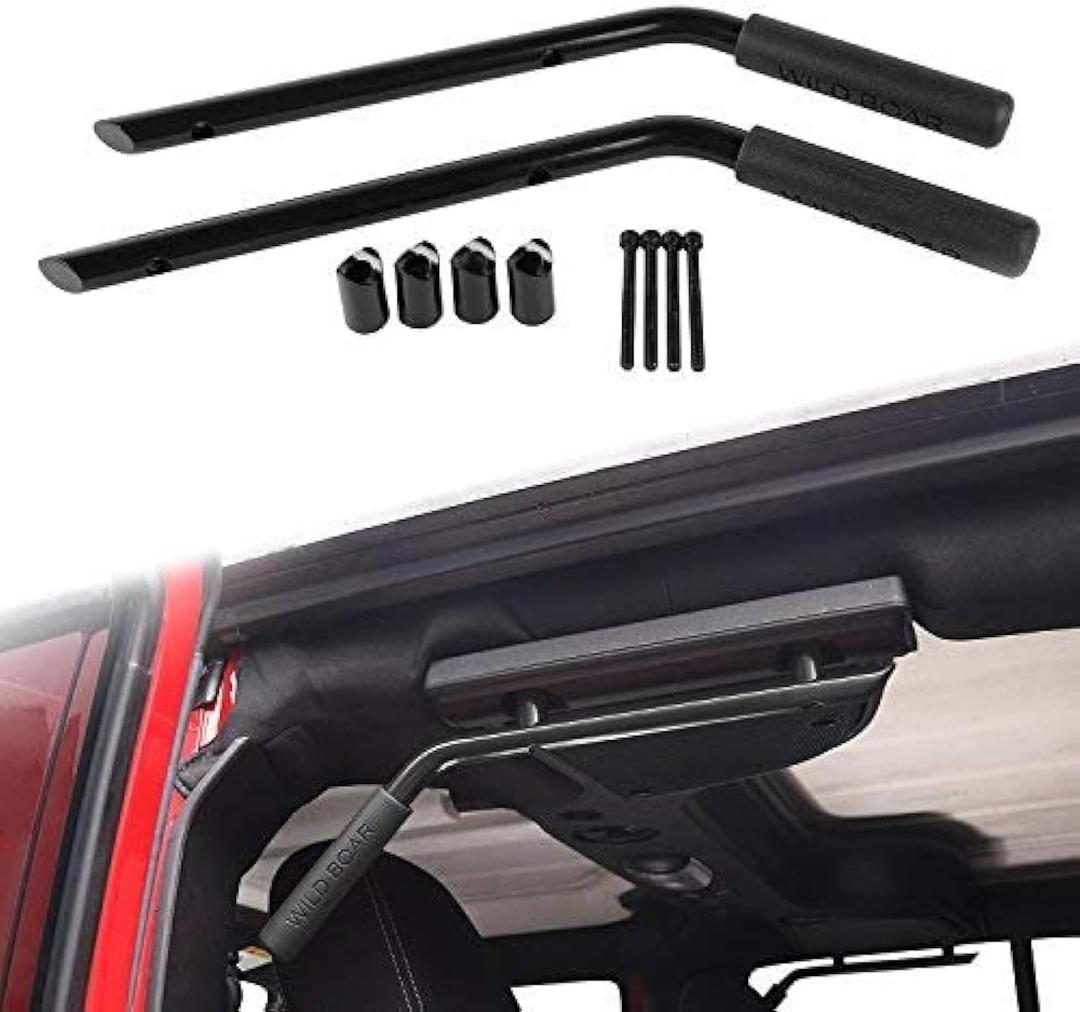 Voodonala Black Rear Grab Handles Roll Bar for 2007-2018 Jeep JK Wrangler Unlimited 4-Door (Aluminum Alloy)