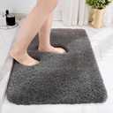 Disolla Small Bathroom Rugs 17x24 Non Slip Dark Grey Fluffy Bath Mat for Bathroom Floor Machine Washable Plush Luxury Bath Rug for Tub Soft Shaggy Absorbent Shower Mat