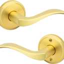 Kwikset Sedona Interior Passage Door Handle, Lever for Closet and Hallway Doors, Reversible Non-Locking Handle Lever, Satin Brass, with Microban Protection