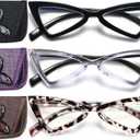 EYEURL 3-Pack Cat Eye Reading Glasses for Women Oversize Blue Light Blocking Computer Glasses Spring Hinge Anti Eyestrain/Computer Glare/UV Readers for Women,2.0
