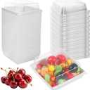 50Pack Paper Charcuterie Boxes with Clear Lids - 5.1x4.9x2.5 Disposable Sandwich Containers - Small Bakery Treat Boxes for Cupcakes, Muffins, Hot Cocoa Bombs, Strawberries, To Go Desserts Box (White)