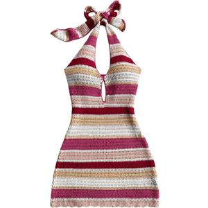 MakeMeChic Women's Striped Halter Mini Dress Tie Back Cut Out Bodycon Short Dresses (Large, Multicolor) MakeMeChic Women's Striped Halter Mini Dress Tie Back Cut Out Bodycon Short Dresses (Large, Multicolor)
