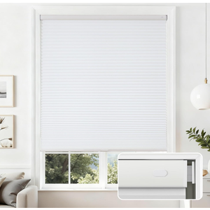 Joydeco No Drill Light Filtering Cellular Shades, 29" W x 64" H, White