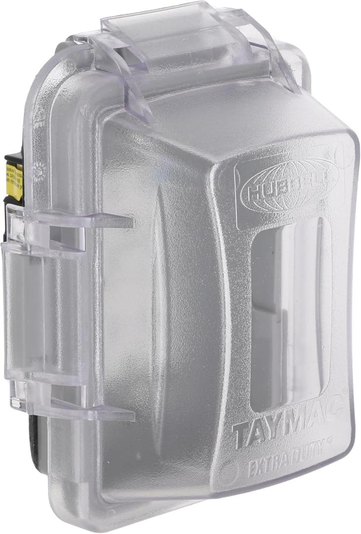 TayMac MG420CS Nonmetallic Extra Duty Complete in-Use Cover 15 Amp WRTR Self Test GFCI Kit, 1-Gang, Clear/Gray