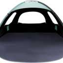 WhiteFang Beach Tent Anti-UV Portable Sun Shade Shelter for 3/4/6/8 Person, Extendable Floor with 3 Ventilating Mesh Windows Plus Carrying Bag, Stakes and Guy Lines (Blackout Shelter-Mint Green)