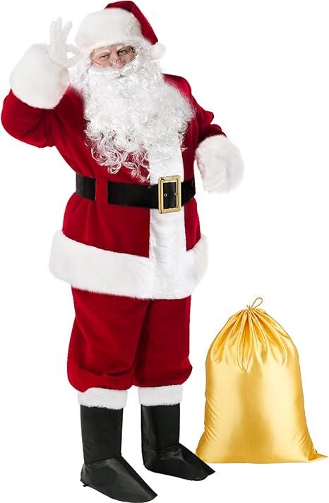 Christmas Santa Claus Costume Set Santa Costume for Men Deluxe Santa Suits XL