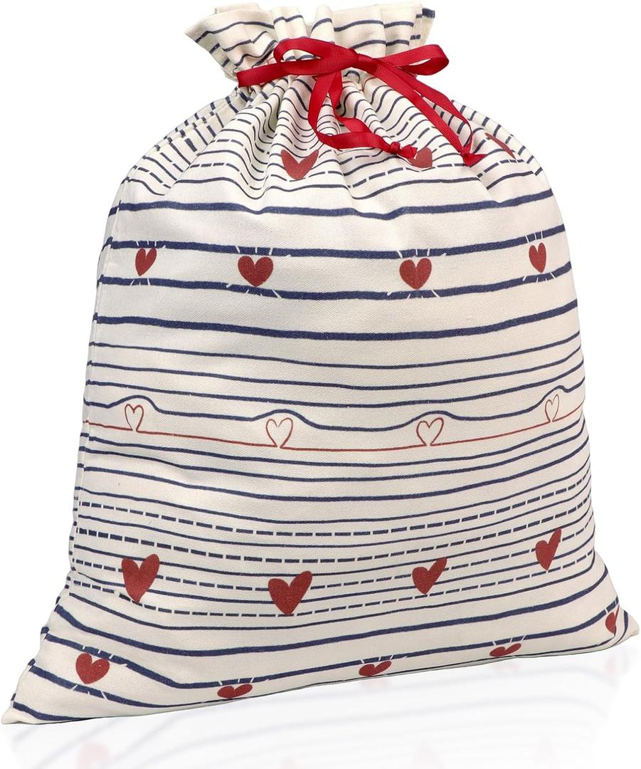 silenwest Large Canvas Gift Bags with Drawstring 24x20 Inches - Premium Reusable Gift Wrap for Anniversary, Wedding, Bridal Shower, Valentines Day (1 Count (Pack of 1), Meige)