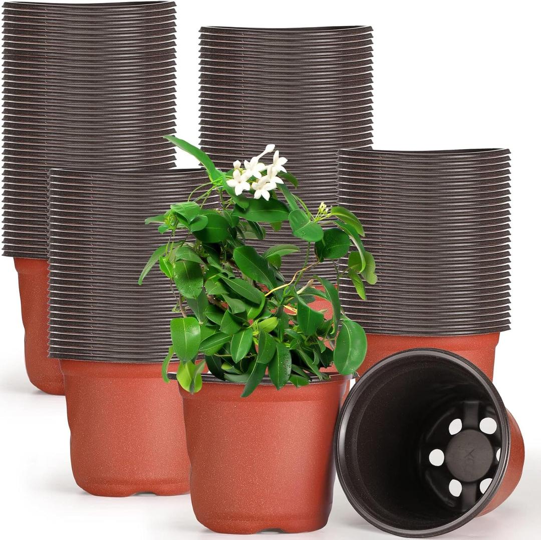 6 Inches Plastic Plants Nursery Seed Starting Pots Planter Planting Seedling Pots Seedling Flower Plant Container for Garden Cutting Transplanting (200 Pcs)