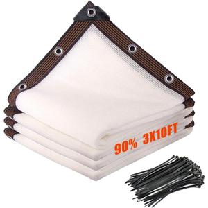 90% Fence Privacy Screen,3x10FT Shade Cloth Outdoor, Balcony Privacy Screen, Decor Fence Covering Privacy Patio,Blockage High Density Mesh for Yard/Garden/Plants, with Cable Zip Ties-White