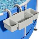 [Patented] Poolside Storage for Above Ground Pool Accessories, Thickened Plastic Pool Basket with 2 Pool Cup Holder, Multifunctional Poolside Holder Fits for Most Frame Pools (1 Pack)