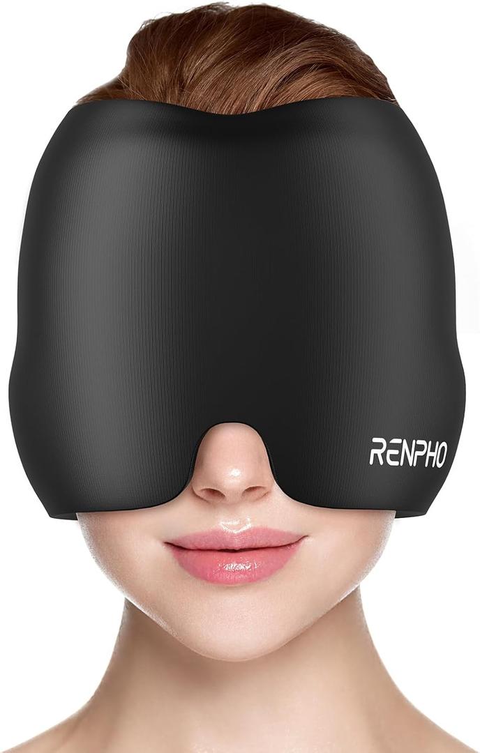 Migraine Relief Cap FSA Eligible HSA, Headache Relief Cap, Ice Head Wrap with Hot or Cold Therapy, Ice Hat, Hangover Relief Products, Migraine Mask for Anxiety Relief, Gifts for Migraine Sufferers (Black)