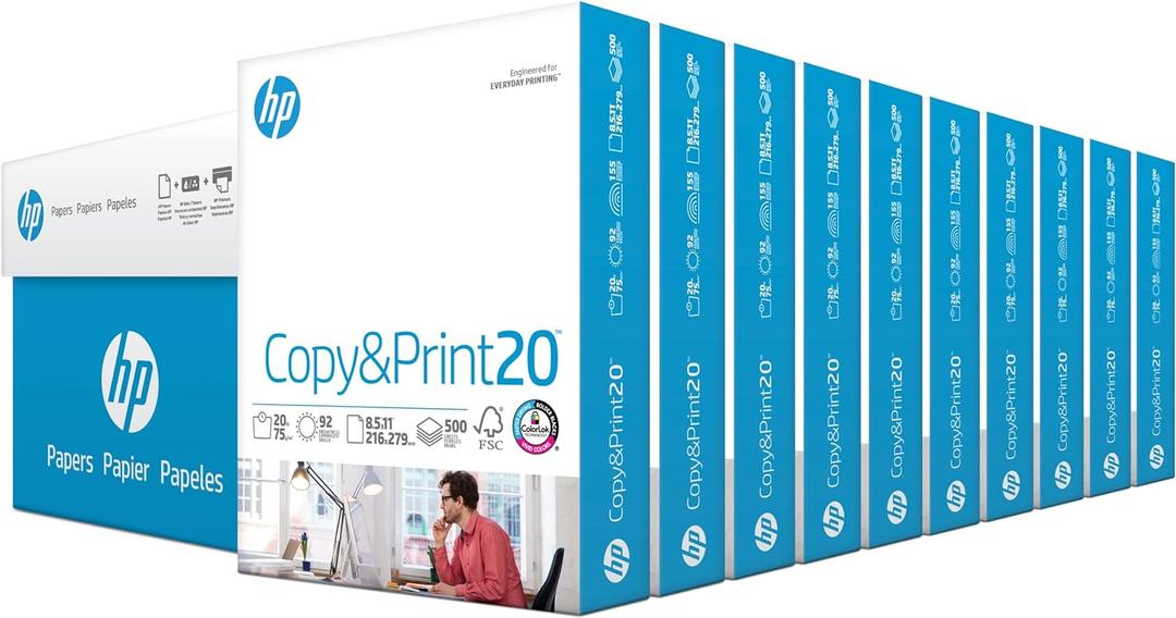 HP Printer Paper | 8.5 x 11 Paper | Copy &Print 20 lb | 9 Ream Case - 5,000 Sheets | 92 Bright | Made in USA - FSC Certified | 200060C