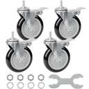 Finnhomy Swivel Caster Wheels 5 Inch Threaded Stem Casters Set of 4 Heavy Duty 3/8"-16 x 1 with Brake Polyurethane Industrial Locking Castors Wheels for Cart/Furniture 2200 Lb Smooth Caster, Black