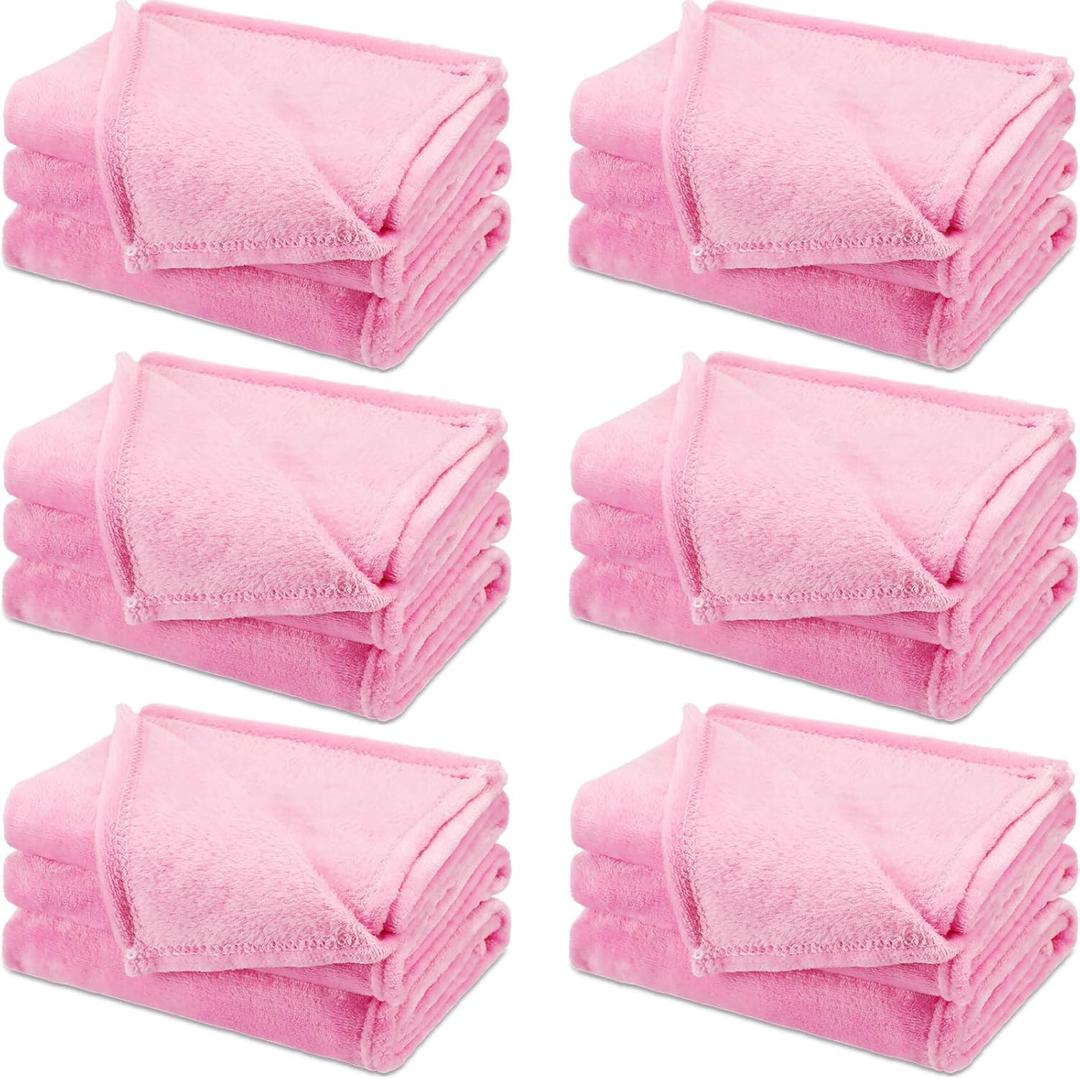 6 Pcs Fleece Sleepover Blankets for Girls Soft Fuzzy Throw Blanket Bulk Warm Flannel for Spa Slumber Movie Night Wedding(Pink,40 x 60 Inch)