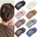 8 Pack Flat Hair Clips for Women Large Matte Rectangle No-Slip Claw Clips, Strong Hold Square Hair Accessories for Thick & Thin Hair, Lay Flat Design for Work & Daily Styling 