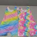 Nymphperi 2 Pack Gymnastics Leotards for Girls Cute Biketards with Shorts Kids Sleeveless Unitard Dance Sportswear Size 100