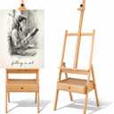 H-Frame Studio Easel with Storage Drawer, Natural, 35 inches