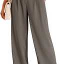LILLUSORY Wide Leg Dress Pants Women's High Waisted Dressy Trousers (Beige, L)