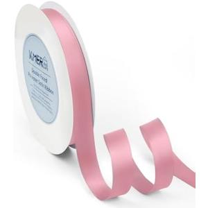 Pack of 2, Double Faced Pink Satin Ribbon, 5/8" x 50 Yards Ribbons, Perfect for Crafts, Wedding Decor, Bow Making, Sewing, Gift Package Wrapping and More